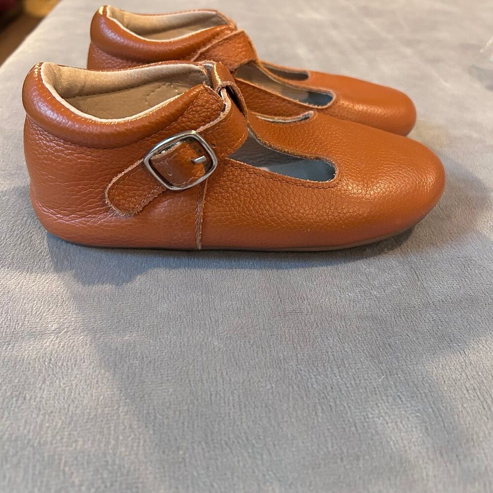 Little Toe Co T Strap Mary Jane Leather Shoes Girls 4 / 5 Brown GUC